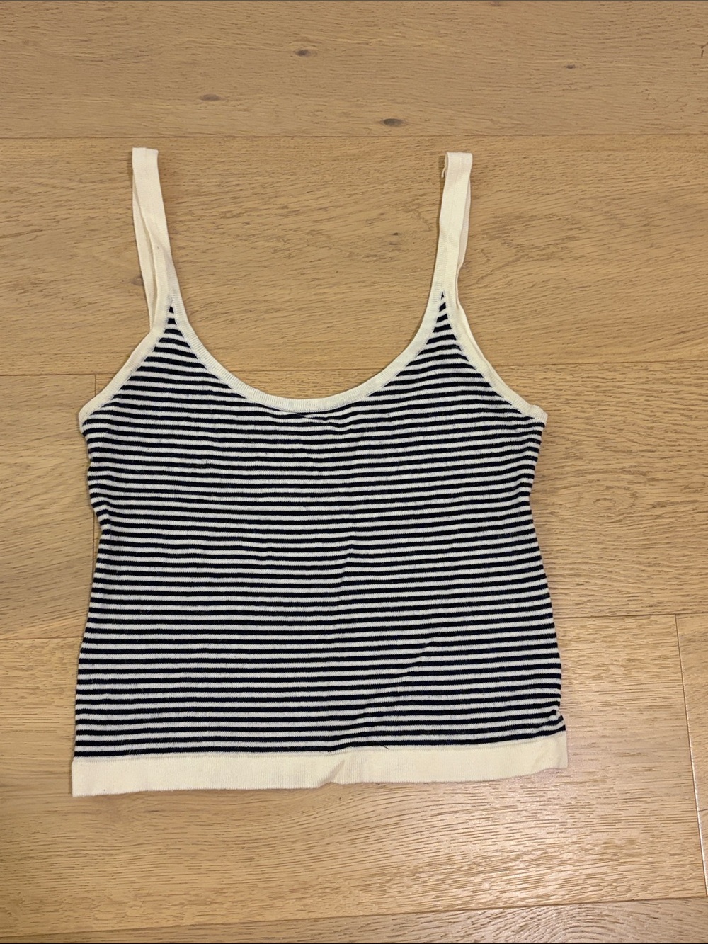 Edikted Black & White Striped Tank with Cream Trim